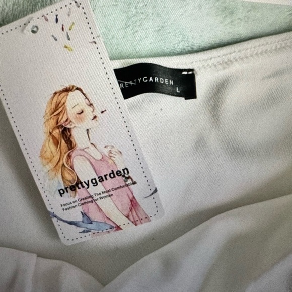 PrettyGarden Cream Asymmetrical Wrap Pencil Skirt Women’s Small NWT Midi - Picture 3 of 12